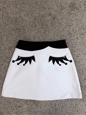 Whimsical Eyelash Embroidered A-Line  Mini Skirt